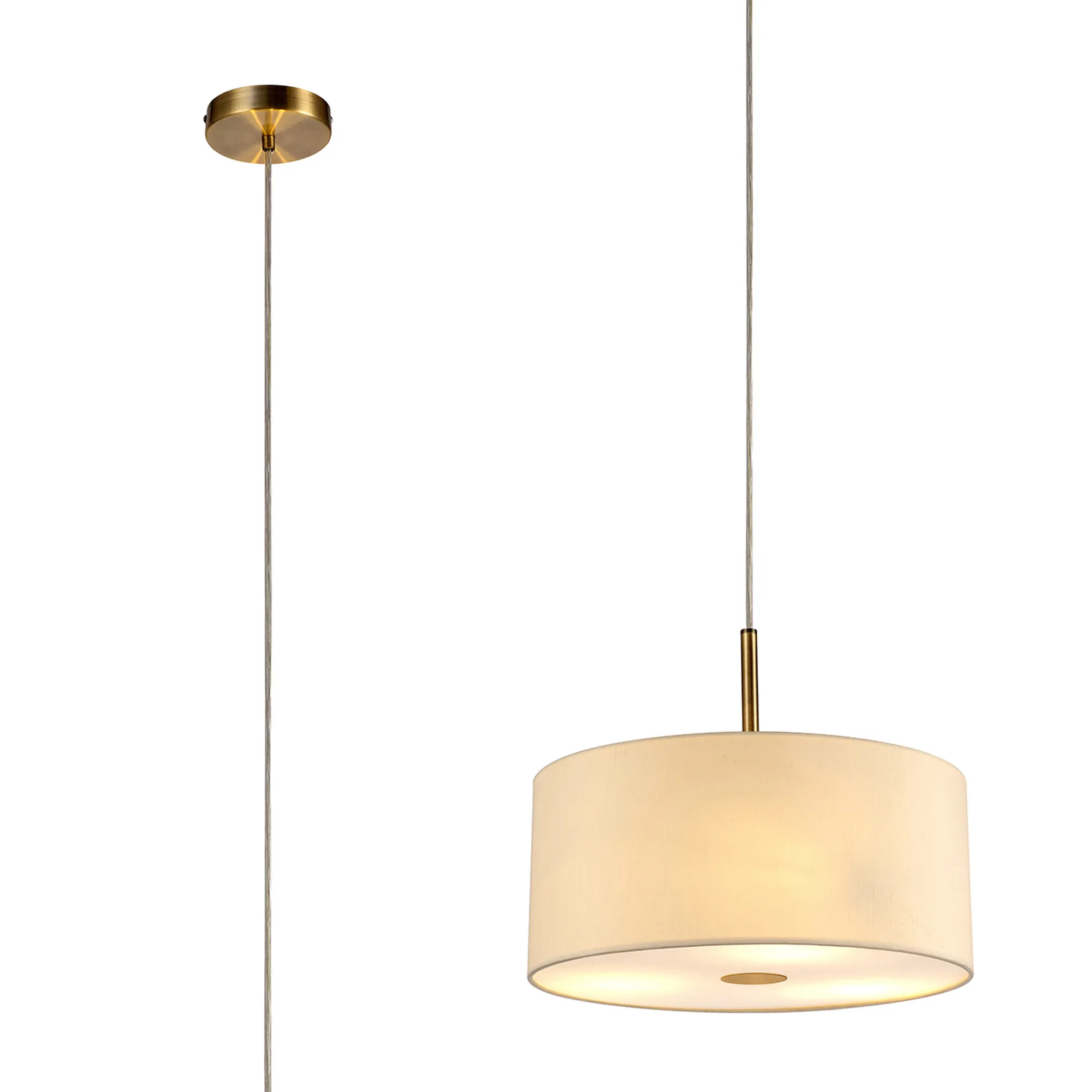 DK0397  Baymont 40cm 3 Light Pendant Antique Brass, Ivory Pearl, Frosted Diffuser